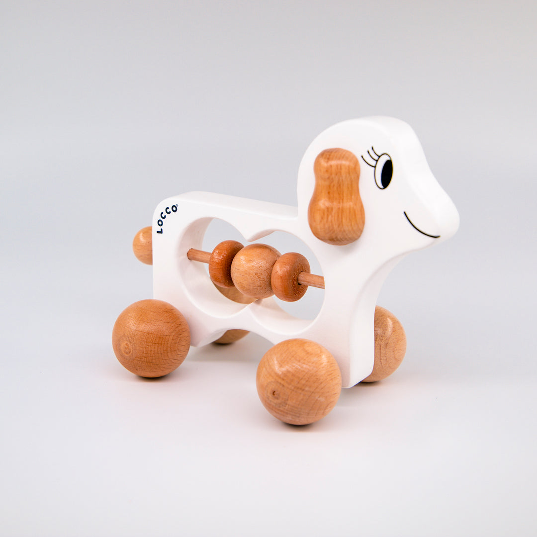 Beyaz Ahşap Kuzu Oyuncağı, %100 Doğal Malzemeler