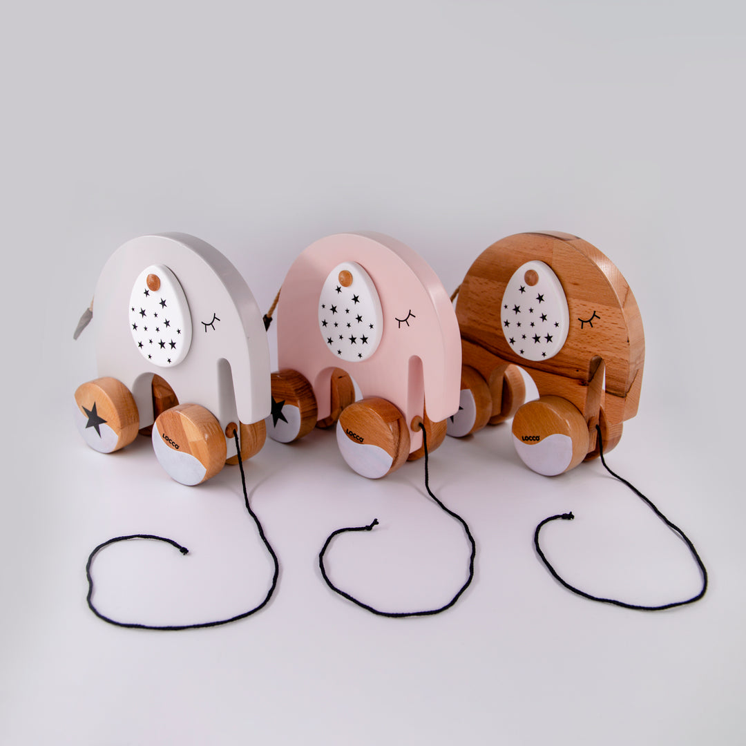 Naturel Ahşap Fil Oyuncağı, El Yapımı, 22,5 cm