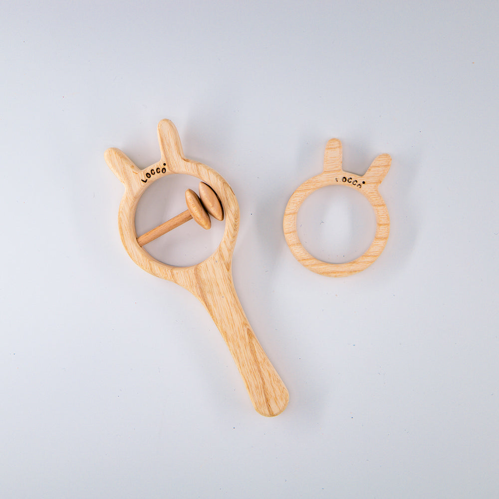 Ahşap Tavşan Dişlik Seti, %100 Doğal ve Güvenli