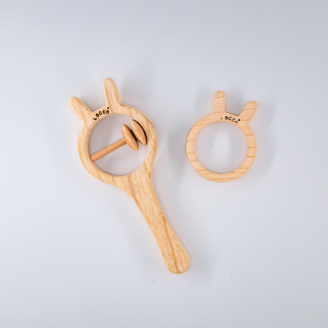 Ahşap Tavşan Dişlik Seti, %100 Doğal ve Güvenli