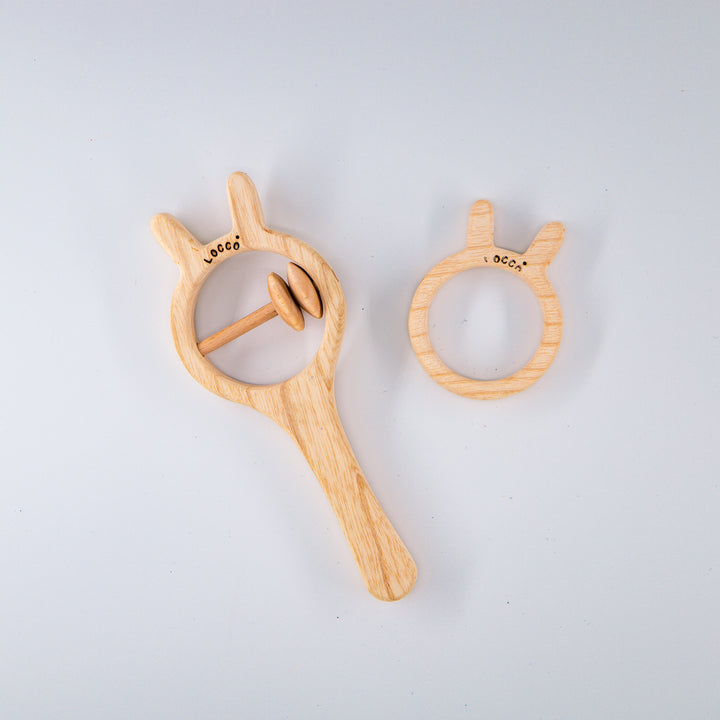 Ahşap Tavşan Dişlik Seti, %100 Doğal ve Güvenli