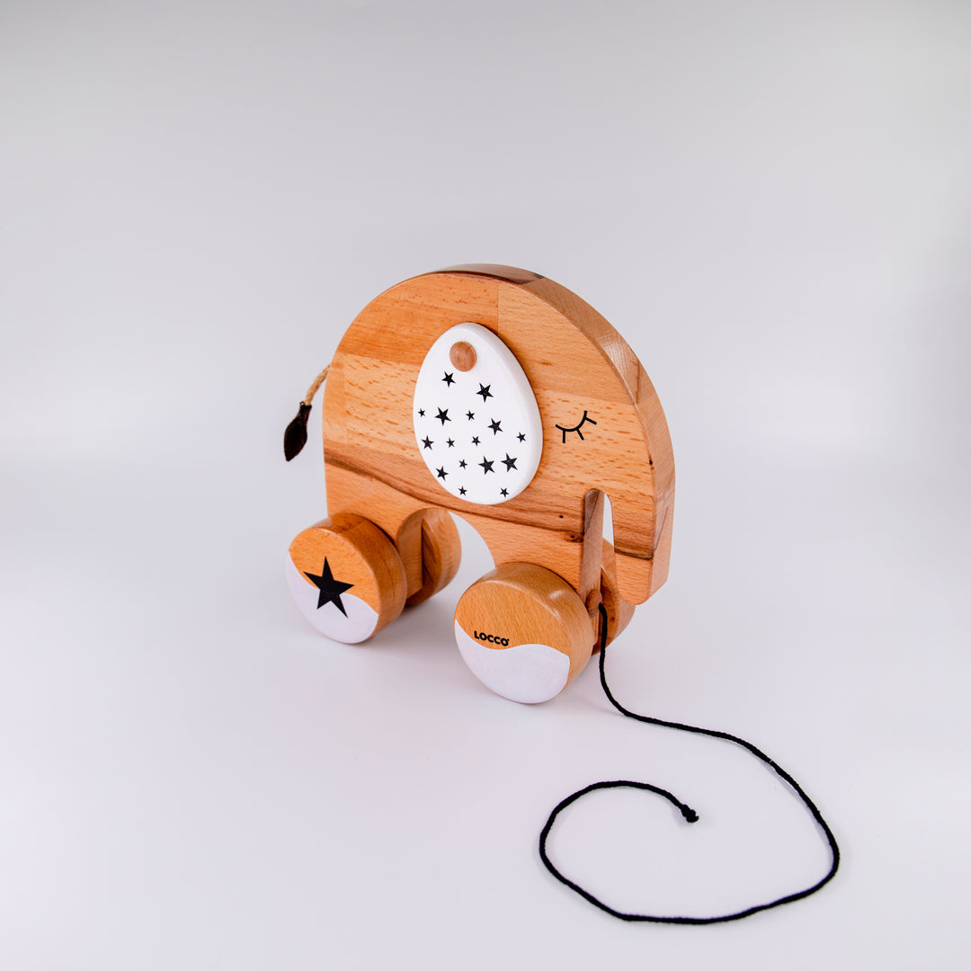 Naturel Ahşap Fil Oyuncağı, El Yapımı, 22,5 cm
