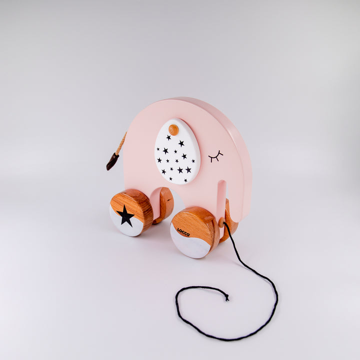 Pembe Ahşap Fil Oyuncağı, %100 Doğal Malzemeler